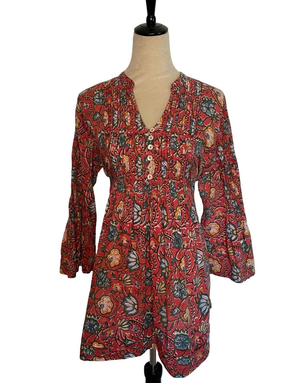 Passementrie Ofelia Blouse, 3/4 Sleeve, Orange Floral Size L — image 3 of 7